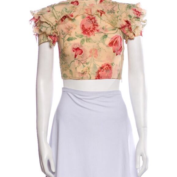 Reformation Floral Print Mock Neck Crop Top Size: XS | US 0 Reformation Crop Top - Picture 4 of 5